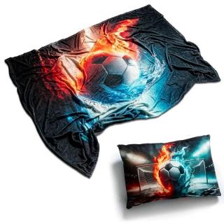 Futbalový set vankúšik a deka – Futbalová lopta so živlami ohňa a vody