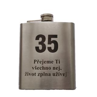 Kovová placatka - butylka jubileum výročí 35 let (CZ)