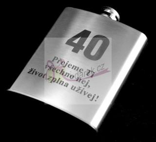 Kovová placatka - butylka jubileum výročí 40 let (CZ)