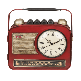 Kovová skrinka na kľúče s nástennými hodinami – Retro rádio