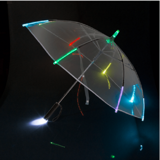 LED dáždnik so svetlom a podsvietením - priehľadný