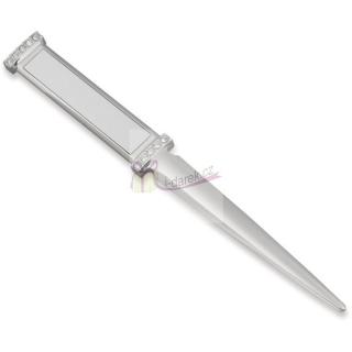 Luxusný kovový nôž na listy BERGEN vykladaný kryštálmi