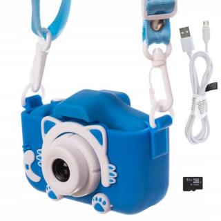 Malý mačací digitálny fotoaparát 1080P - modrobiely