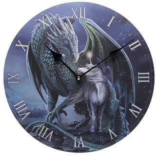 Nástenné fantasy hodiny Lisa Parker - Dračí ochranca, magický jednorožec