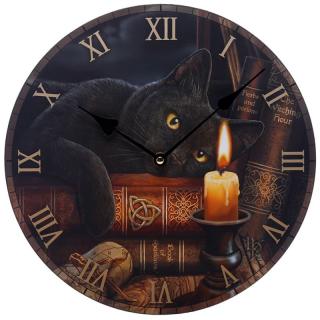 Nástenné fantasy hodiny Lisa Parker - Tajomná čierna mačka