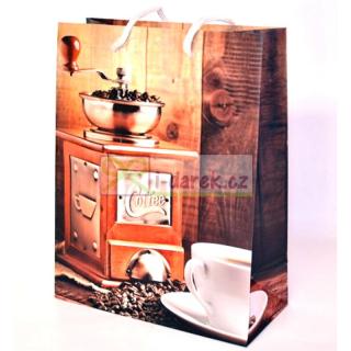 Papierová darčeková taška 25x35cm - retro mlynček na kávu