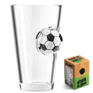 Pohár pre futbalistu 450ml - Futbalová lopta vsadená v skle