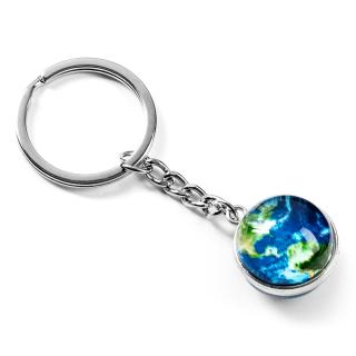 Prívesok na kľúče sklenená guľa – svietiaca Zem