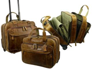 Kožená cestová taška na kolieskach - Landleder Grassland Air1 (Business-Flightcase) Farba: Hnedá