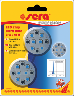 Sera LED čipy 2W / 12V ultra blue (Sera LED chip ultra blue 2W/12 V)