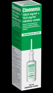 Cleenema 180,8 mg/ml + 79,9 mg/ml sol rec (fľ.LDPE) 1x133 ml