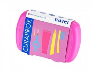 Curaprox Travel Set zubná kefka + CPS medzizubné kefky 2 ks + zubná pasta 10 ml darčeková sada, oranžový