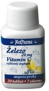 Medpharma Železo 20 mg s Vitamínom C 30+7 tabliet zadarmo