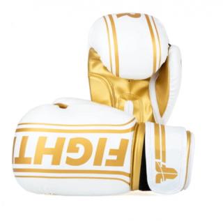 BOXERSKÉ RUKAVICE FIGHTER BASIC STRIPE GOLD Farba: Bílá, Veľkosť: 16oz