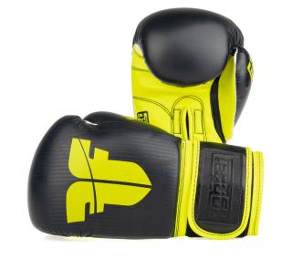 Boxerské rukavice Fighter BOX / MUAY THAI - černá - žlutá Farba: ŽLTÁ, Veľkosť: 16oz