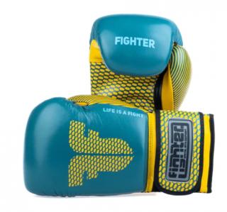 BOXERSKÉ RUKAVICE FIGHTER TRAINING BLUE - YELLOW Barva: modrá, Velikost: 14oz