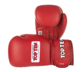 BOXERSKÉ RUKAVICE TOP TEN AIBA RED Farba: ČERVENÁ, Veľkosť: 10 uncí