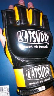 KATSUDO MMA RUKAVICE GOLD Farba: ČIERNA, Veľkosť: S