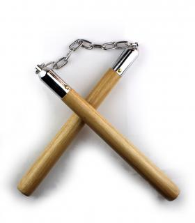 NUNCHAKU "BRUCE LEE" DLHÉ, DREVENÉ Farba: HNEDÁ