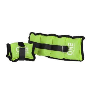 Zápästné a členkové závažia ONE FITNESS WW02 2 x 1,5 kg zelené