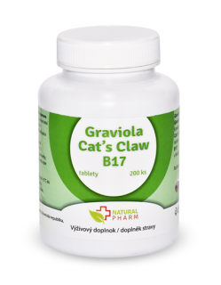 Natural Pharm Graviola + Cat´s Claw /Mačací pazúr/+ B17 tablety 200 ks