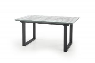 Halmar MARLEY rozkladací stôl doska - biely mramor /  šedá, nohy - čierne