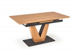 Halmar UMBERTO stôl s rozkladom doska - dub prírodný, noha - dub prírodný / čierna