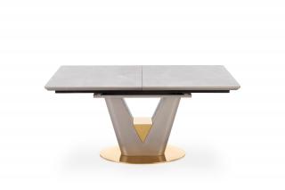 Halmar VALENTINO stôl s rozkladom svetlo šedý/zlatý