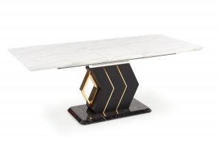 Halmar VINCENZO stôl s rozkladom doska: biely mramor, noha čierna/zlatá