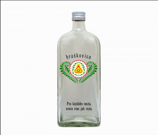 Fľaša 0,70 l HRUŠKOVICA veľká +Ruža, plech. uzáver * (Huber_hruška_ruža JTF-OV-13)