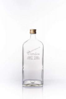 Fľaša DOMÁCA 0.7 l (biela potlač)  (Potlačená fľaša na domácu pálenku, hubert 0,7 l)