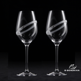 Poháre na víno Sparkling Ring 360 ml 2 ks + svadobné gravírovanie (BBohemian crystal + pieskovanie)