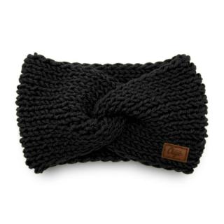 Dámska pletená čelenka na zimu čierna Ouye Handmade (Dámska prekrížená čelenka na uši čierna)