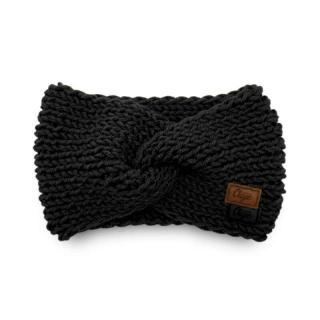 Detská pletená prekrížená čelenka Ouye Handmade čierna (Čierna detská čelenka pletená Ouye Handmade)