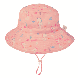 Detský klobúk s UV filtrom Koník ružový 9-24 mesiacov (Klobúk pre bábätko na leto UV 50+ ružový)