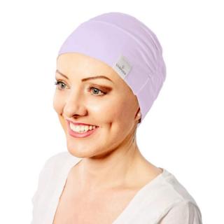 Tenká bavlnená dámska onko čiapka Canaver fialová (Jednovrstvová čiapka po chemoterapii fialová)