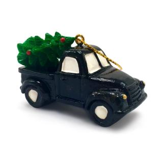 Vianočné autíčko so stromčekom čierne (Handmade vianočná ozdoba Auto čierna)