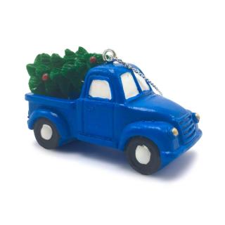Vianočné autíčko so stromčekom modré (Handmade vianočná ozdoba Auto modrá)