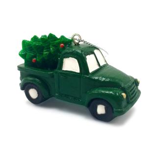 Vianočné autíčko so stromčekom zelené (Handmade vianočná ozdoba Auto zelená)