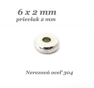 Korálka - disk, medzikus 6x2mm - nerez. oceľ 304