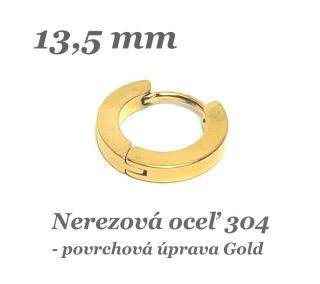 Kruhová roztváracia náušnica 13,5mm /zlatá farba/ - nerez.oceľ 304