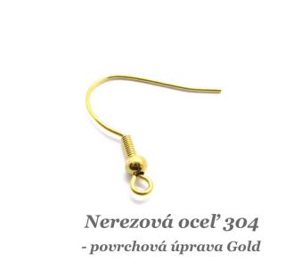 Náušnicový háčik /zlatá farba/ - nerez.oceľ 304