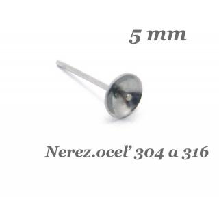 Puzetový driek s lôžkom 5mm - nerez.oceľ 304 a 316