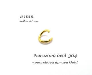 Spoj. krúžok 5x0,8mm /zlatá farba/ - nerez.oceľ 304