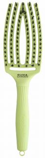 OLIVIA GARDEN Finger Brush kefa na vlasy masážna 6-radová stredná Green Pistachio