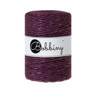 Bobbiny Macrame XXL 5mm - černica so zlatou nitkou