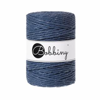 Bobbiny Macrame XXL 5mm - jeans so striebornou nitkou