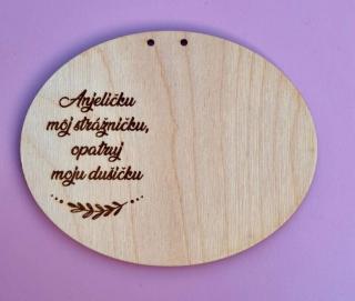 Drevený ovál pod anjelika  Modlitbička