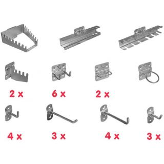 Držiaky na náradie do perforovanej steny, 28-dielna sada