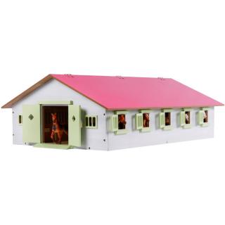 Stajňa pre kone s 9 boxmi a ružovou strechou 1:32